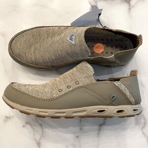 COLUMBIA Men’s Bahama Vent PFG Knit Wet Sand Stone Green Slip On Boat Shoe